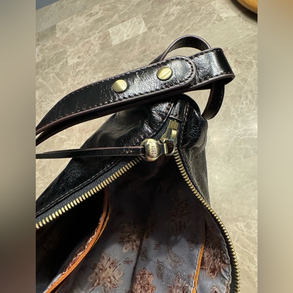 Vintage Hobo black leather shoulder bag convertible strap satchel - Picture 10 of 13